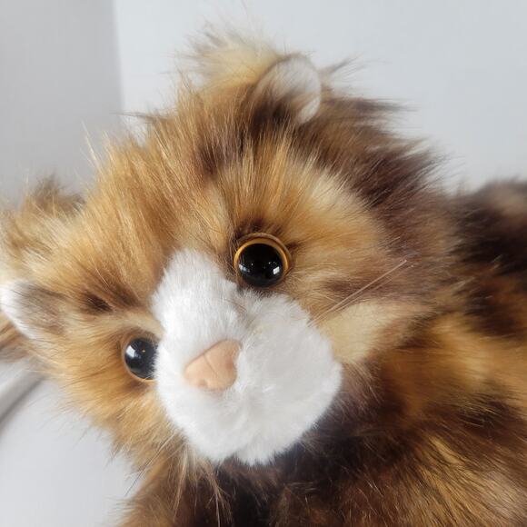 Long Hair Cat Plush Stuffed Animal 13" Laying Brown Realistic Kitty TY Jumbles - Picture 10 of 16
